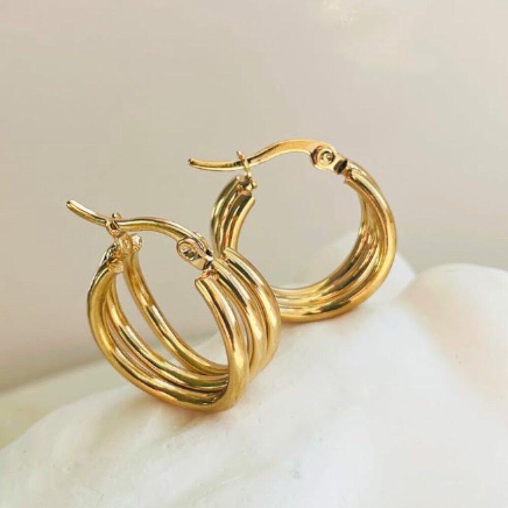 Earrings Elegant  Multi Hoops cult gaia 14k Gold plated
